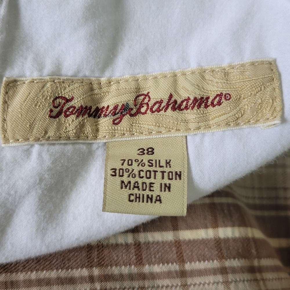 Tommy Bahama Men's 38x10 Tan Brown‎ Plaid Silk Blend Chino Casual Shorts - Picture 6 of 9